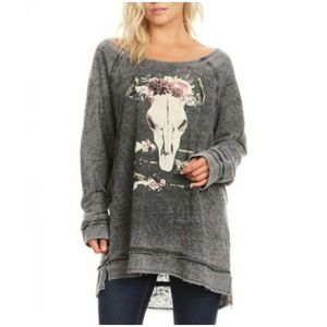 FLORAL SKULL LONG SLEEVES Top